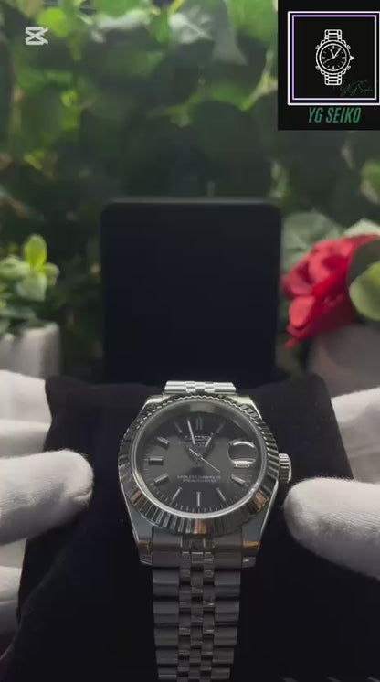 Seiko Mod Datejust Grey Sunburst