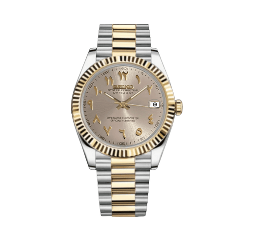 Seiko Mod Datejust Or Arabe - Blanc Perle