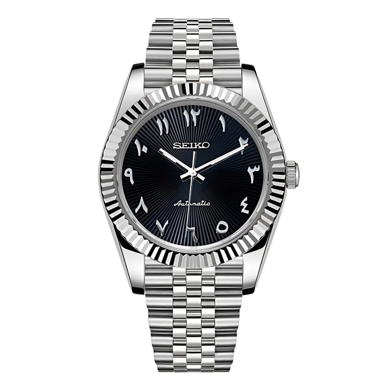 Seiko Mod Datejust Noir Texturé Arabe