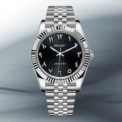 Seiko Mod Datejust Noir Texturé Arabe