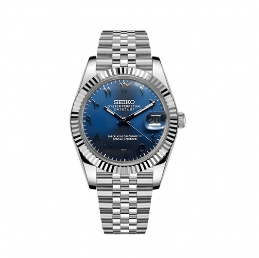 Seiko Mod Datejust Bleu Arabe