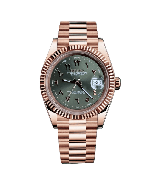 Seiko Mod Datejust RG Arabe Vert Olive