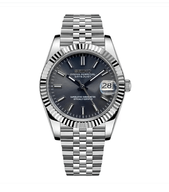 Seiko Mod Datejust Grey Sunburst
