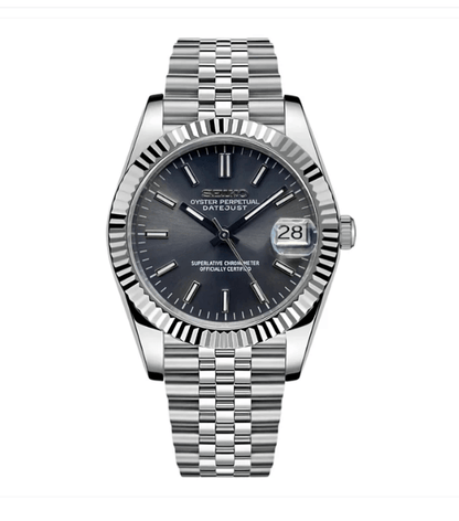 Seiko Mod Datejust Grey Sunburst