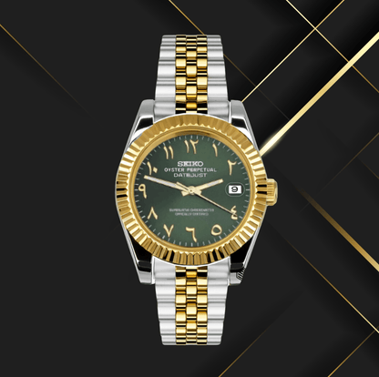 Seiko Mod Datejust Argent Or - Vert Arabe