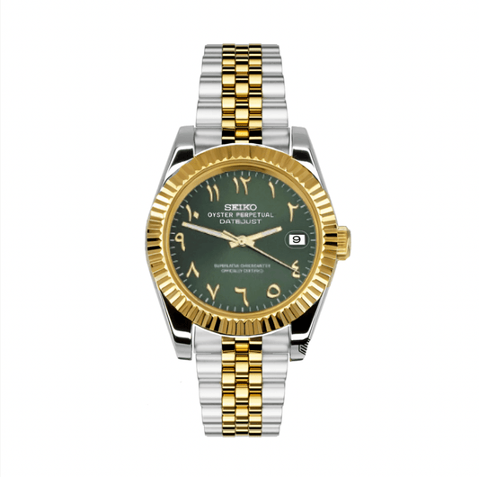 Seiko Mod Datejust Argent Or - Vert Arabe