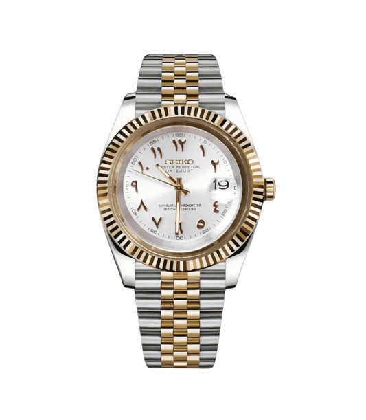 Seiko Mod Datejust Bicolore Arabe Blanc Pur