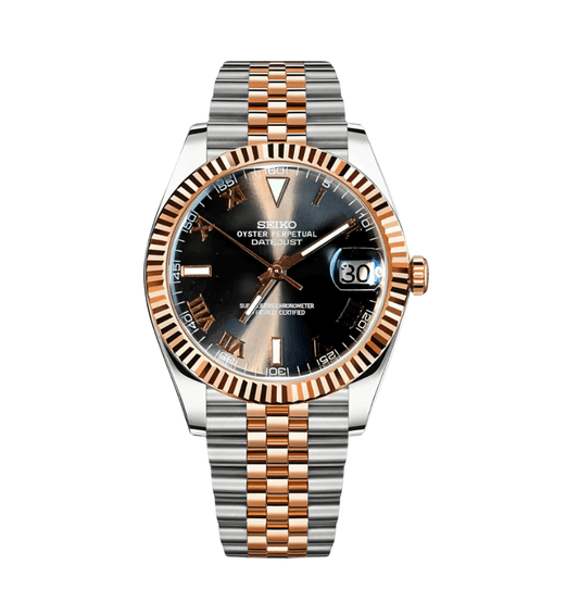 Seiko Mod Datejust Bicolore Noir Romain