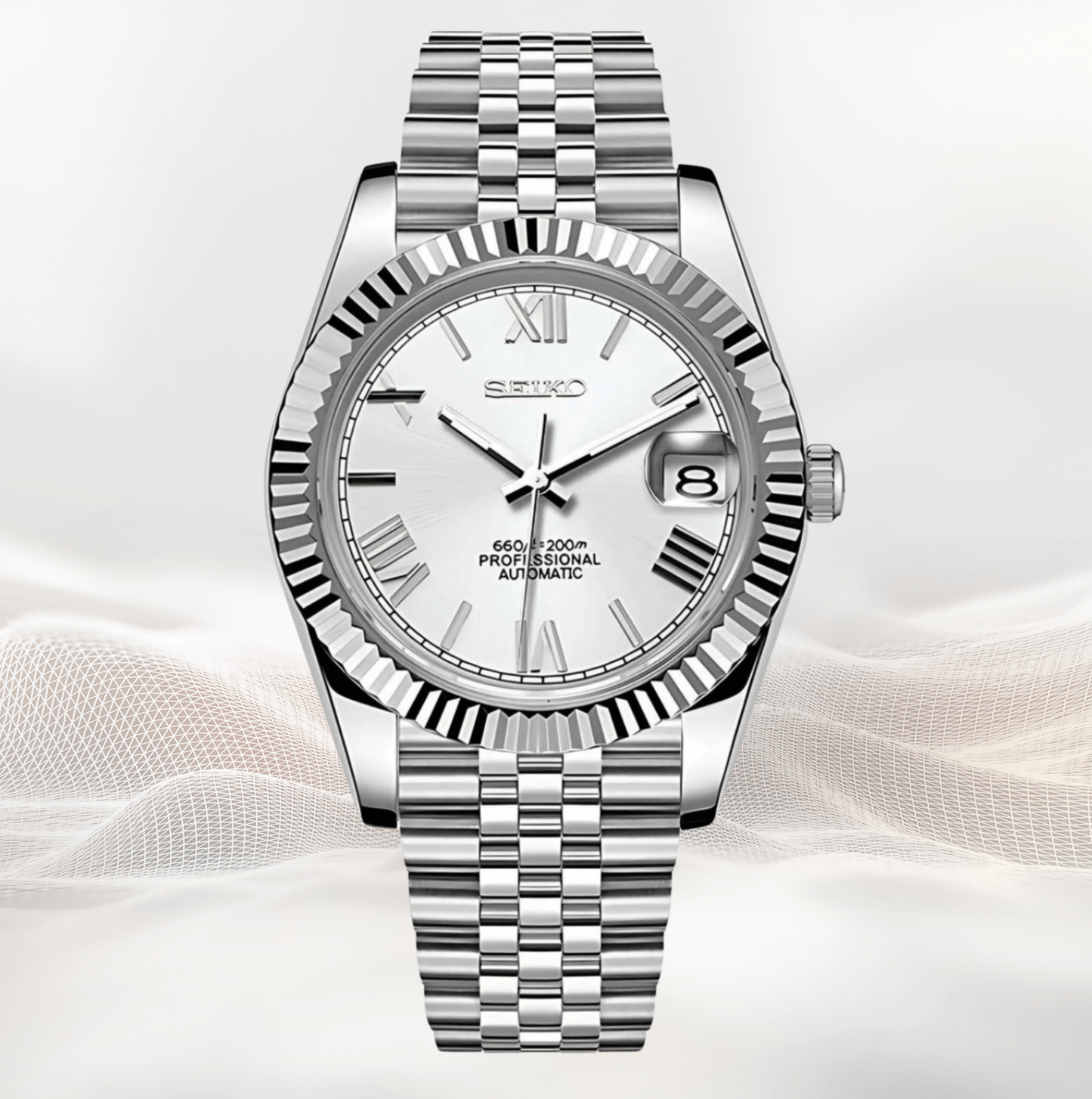 Seiko Mod Datejust Blanc Romain