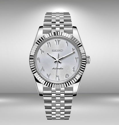 Seiko Mod Datejust Blanc Texturé Arabe