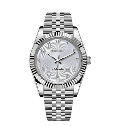 Seiko Mod Datejust Blanc Texturé Arabe
