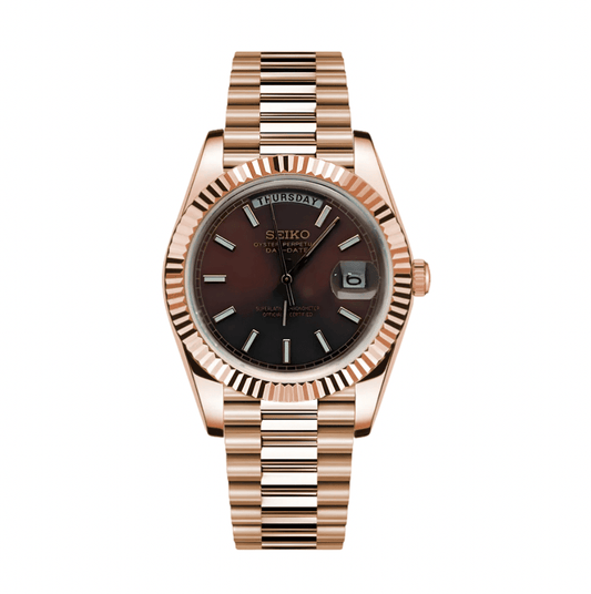Seiko Mod Day-Date Or Rose Chocolat