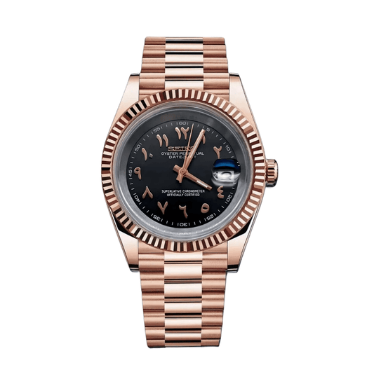 Seiko Mod Datejust Or Rose Arabe Noir