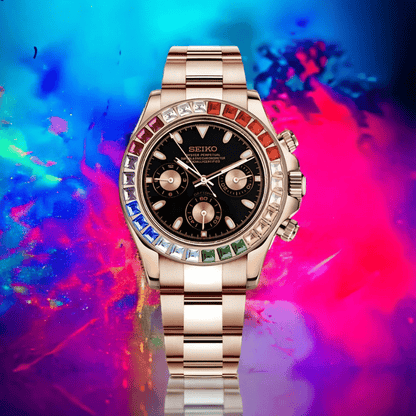 Seiko Mod Daytona Rose Gold - Rainbow