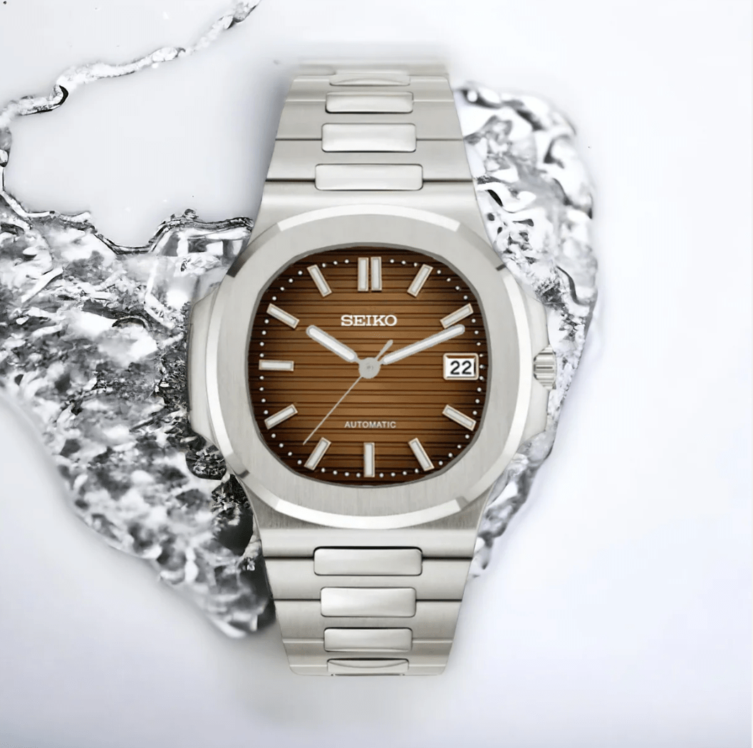 Seiko Mod Nautilus Argent Chocolat
