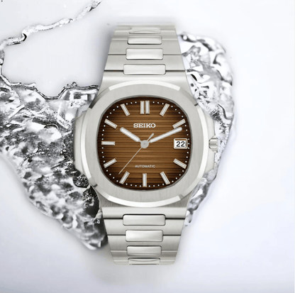 Seiko Mod Nautilus Argent Chocolat