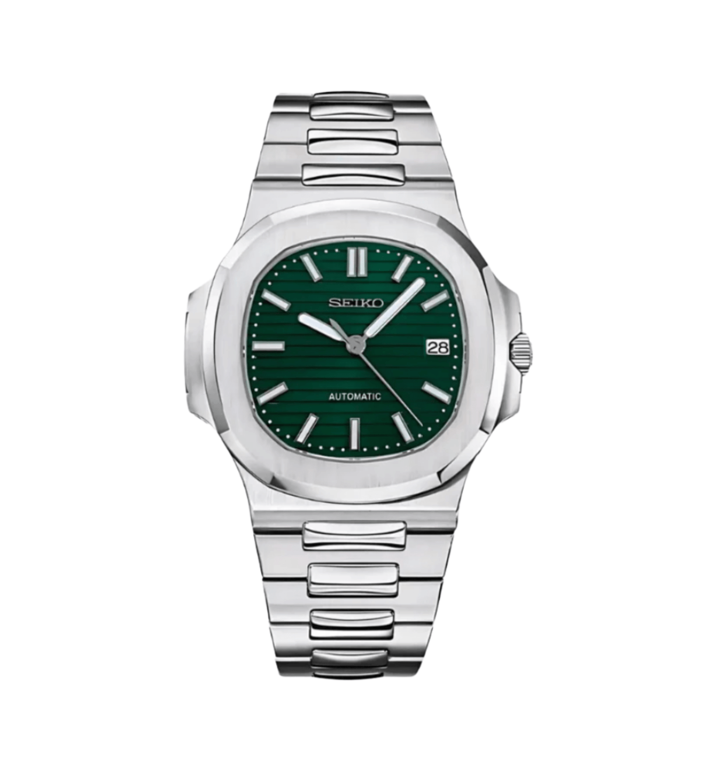 Seiko Mod Nautilus Argent Vert