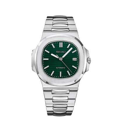 Seiko Mod Nautilus Argent Vert