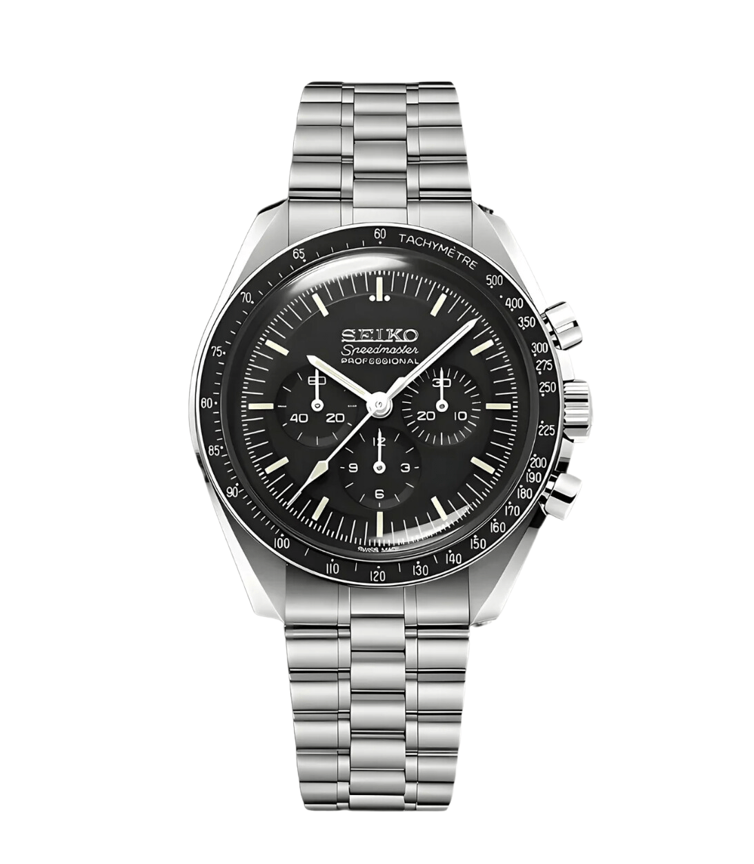 Montre Seiko Mod Speedmaster Moonwatch - Noir
