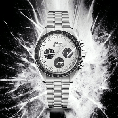 Montre Seiko Mod Speedmaster Moonwatch - Blanche