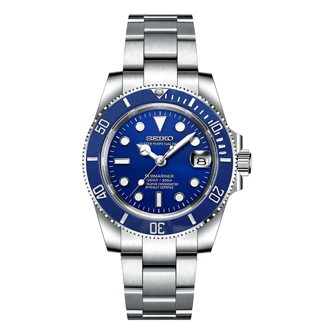 Seiko Mod Submariner Bleu