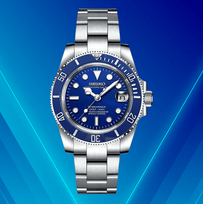 Seiko Mod Submariner Bleu